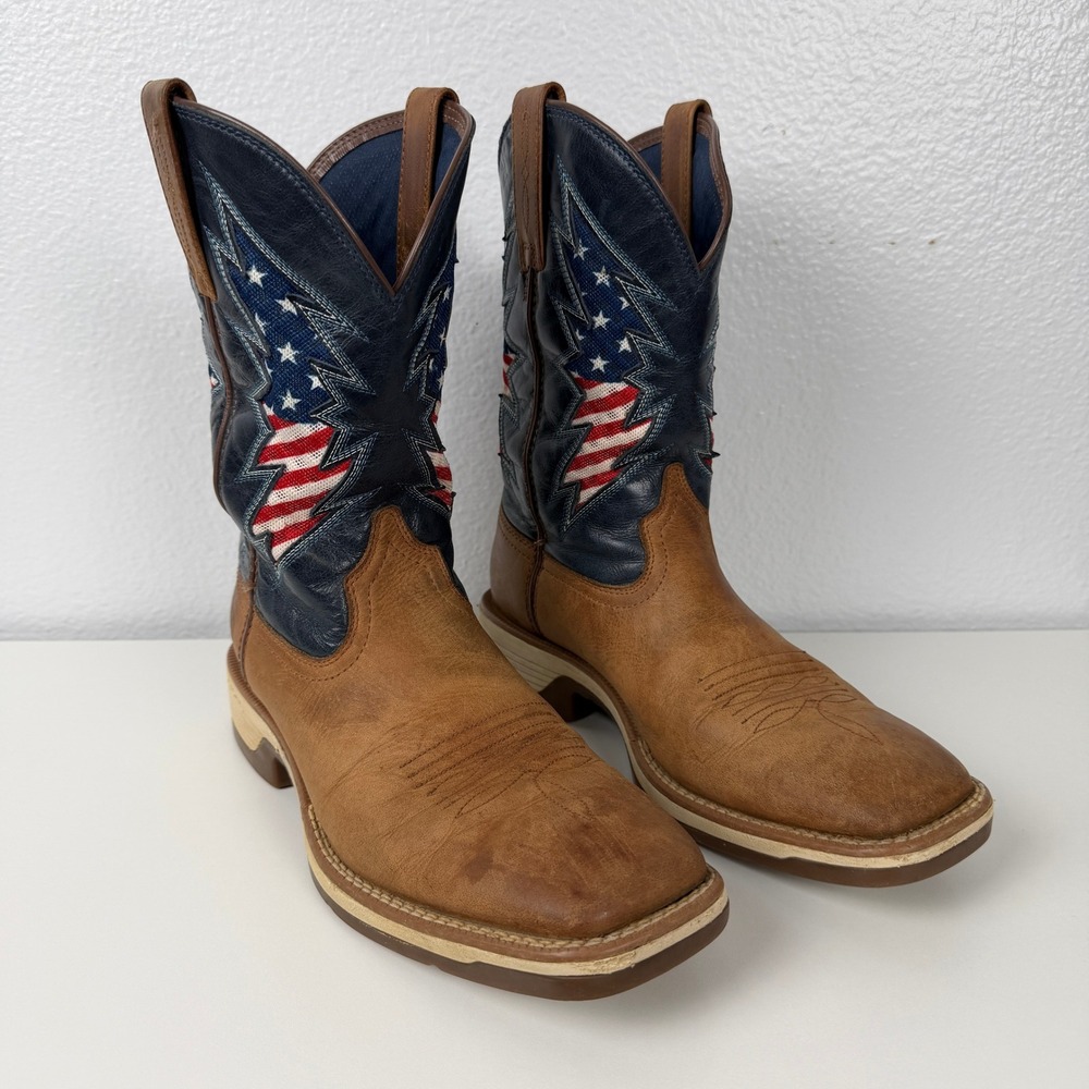 Ariat Ridgeback VentTEK Boots Mens 7.5 D Brown American Flag Square Toe Western